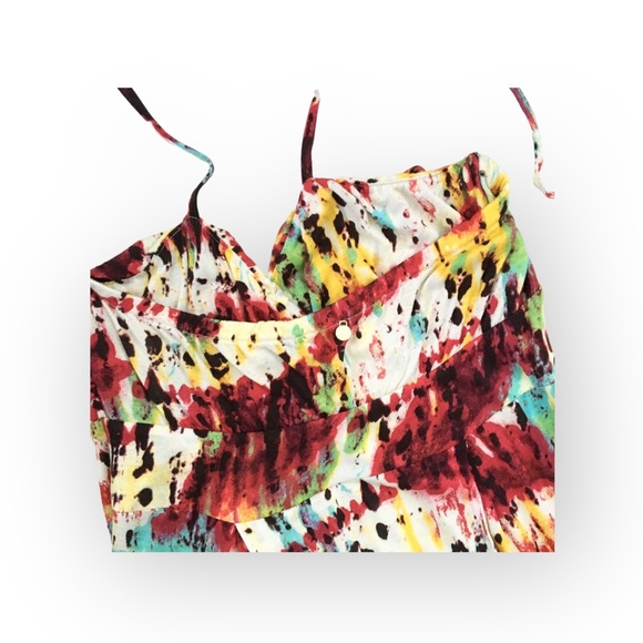 new T-Bags [MISA] ❁ Print Halter Faux Wrap Mini Cocktail Dress ❁ Multi Color ❁ - Picture 9 of 16